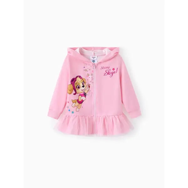 PATPAT PAW Patrol Toddler Girl Skye Hooded Jacket/Mesh Flutter-sleeve Sweatshirt/Leggings Pink