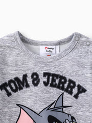 PATPAT Tom and Jerry Baby Boy Character Print Long-sleeve Bodysuit Grey