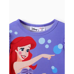 Patpat Disney Princess Baby Girl 2pcs Character Print Long-sleeve Top and Leggings Set Purple