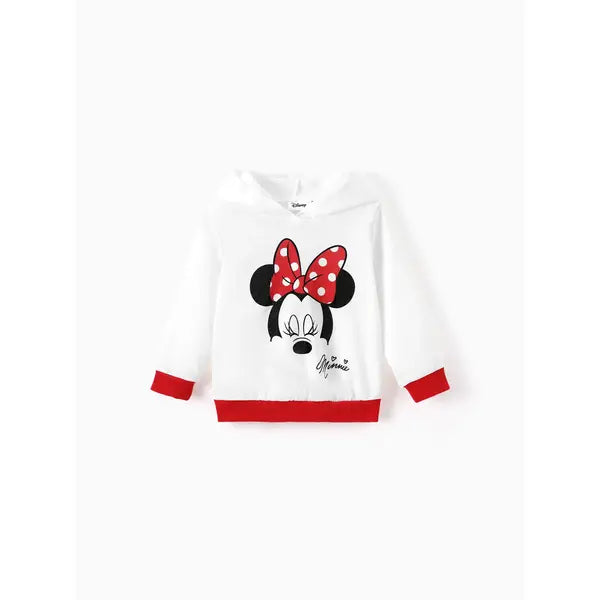 PATPAT Disney Mickey and Friends Kid Girls 1pc Polka Dots Print Long-sleeve Hooded Top/Pants White