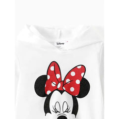 PATPAT Disney Mickey and Friends Kid Girls 1pc Polka Dots Print Long-sleeve Hooded Top/Pants White