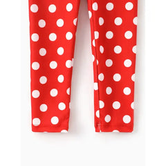PATPAT Disney Mickey and Friends Kid Girls 1pc Polka Dots Print Long-sleeve Hooded Top/Pants Red
