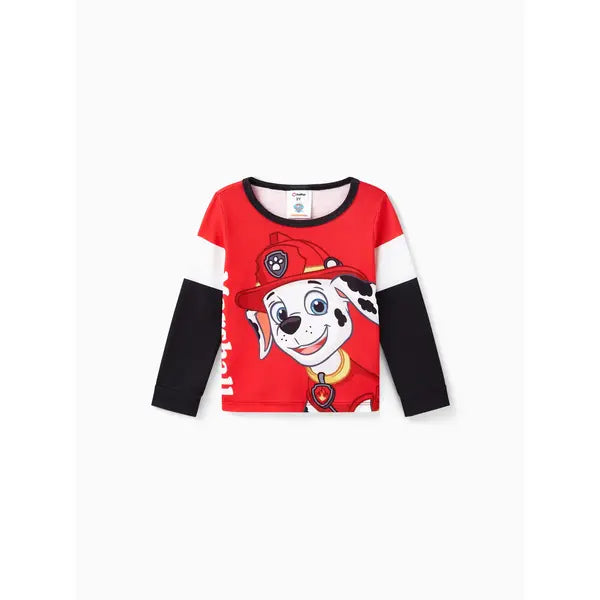 Patpat PAW Patrol Toddler Girl/Boy Skye Chase Rubble Marshall Colorblock Long-sleeve Tee Red