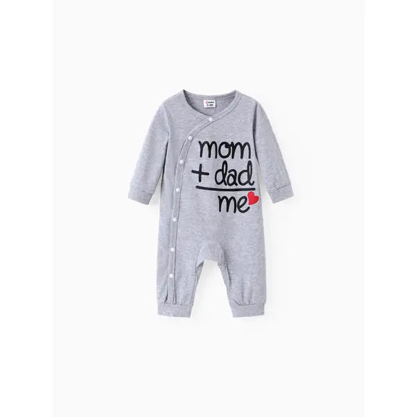 Patpat Baby Boy/Girl 95% Cotton Long-sleeve Love Heart and Letter Print Jumpsuit