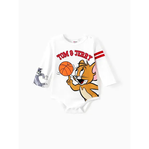 PATPAT Tom and Jerry Baby Boy Character Print Long-sleeve Bodysuit White