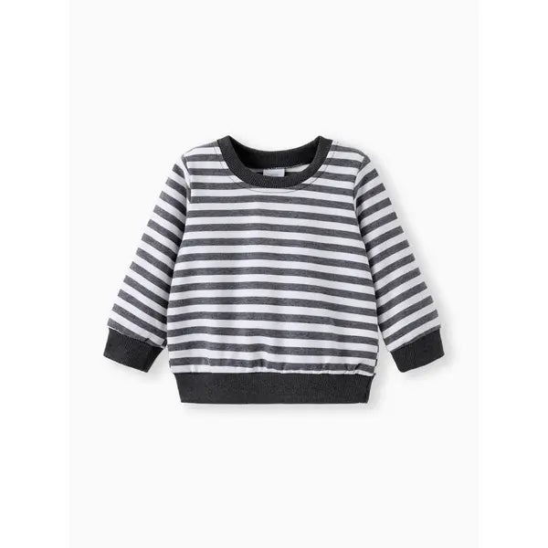 Patpat Baby Boy/Girl Solid/Striped Crewneck Long-sleeve Pullover Sweatshirt  Multicolor