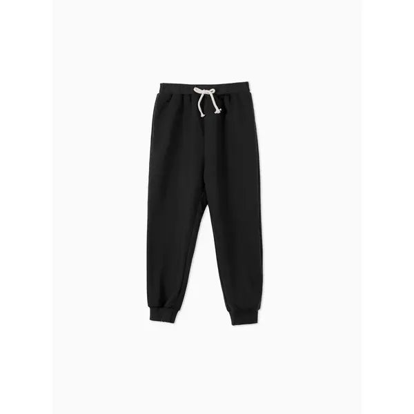 Patpat Toddler Boy/Girl Solid Color Sporty Joggers Pants Black