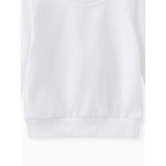 Patpat Baby Boy/Girl Solid/Striped Crewneck Long-sleeve Pullover Sweatshirt white