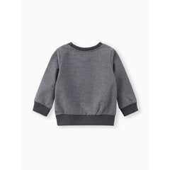 Patpat Baby Boy/Girl Solid/Striped Crewneck Long-sleeve Pullover Sweatshirt  Gray