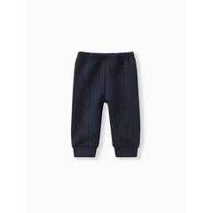 Patpat Baby Boy/Girl Clothes 2pcs Solid Knitted Sweatshirt and Pants Set Blue