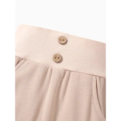 Patpat Baby Boy/Girl Solid Waffle Textured High Waist Pants apricot