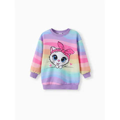 Patpat Toddler/Kid Girl 2pcs Childlike Cat Print Sweatshirt and Leggings Set multicolor