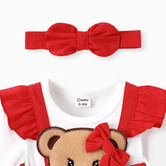 Patpat Baby Girls Clothes SuperCuteCute Bear Embroidered Romper with Headband