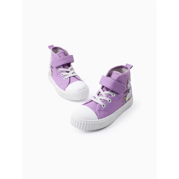 PATPAT Toddler/Kids Girl Purple Unicorn Pattern Casual Velcro Canvas High-Top Shoes Purple