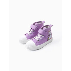 PATPAT Toddler/Kids Girl Purple Unicorn Pattern Casual Velcro Canvas High-Top Shoes Purple