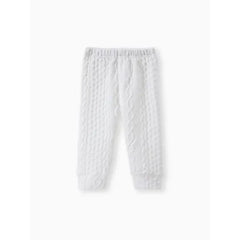 Patpat Baby Boy/Girl Clothes 2pcs Solid Knitted Sweatshirt and Pants Set white