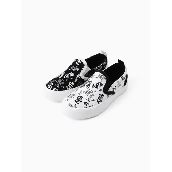 Patpat Toddler/Kids Unisex Casual Letter Graffiti Shoes Black/White