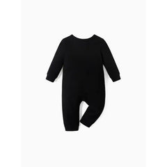 Patpat Baby Boy/Girl 95% Cotton Long-sleeve Love Heart and Letter Print Jumpsuit Black