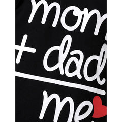 Patpat Baby Boy/Girl 95% Cotton Long-sleeve Love Heart and Letter Print Jumpsuit Black