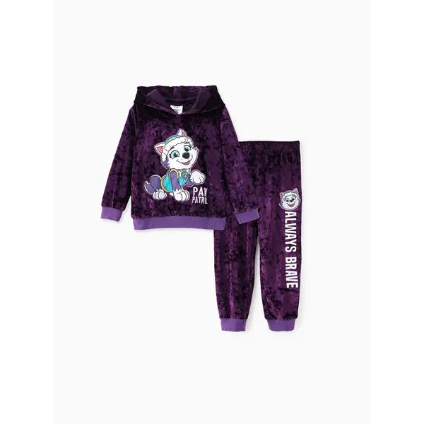 PATPAT PAW patrol Toddler Girls 2pcs Velvet Hoodie with Pants Set purple