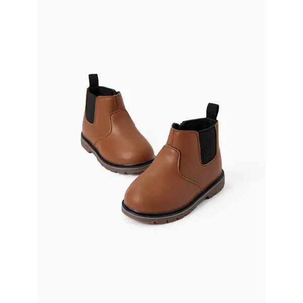 PATPAT Toddler Kids' Spandex PU Leather Boots with Zipper - Solid Color Brown