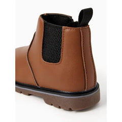 PATPAT Toddler Kids' Spandex PU Leather Boots with Zipper - Solid Color Brown
