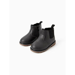 PATPAT Toddler Kids' Spandex PU Leather Boots with Zipper - Solid Color Grey