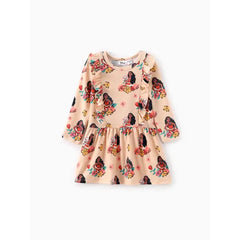 PATPAT  Disney Princess Toddler Girls Moana/Ariel/Rapunzel 1pc Naia™ Floral Ruffled Dress Apricot