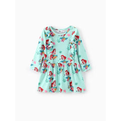 PATPAT  Disney Princess Toddler Girls Moana/Ariel/Rapunzel 1pc Naia™ Floral Ruffled Dress Green