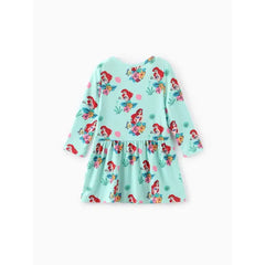 PATPAT  Disney Princess Toddler Girls Moana/Ariel/Rapunzel 1pc Naia™ Floral Ruffled Dress Green