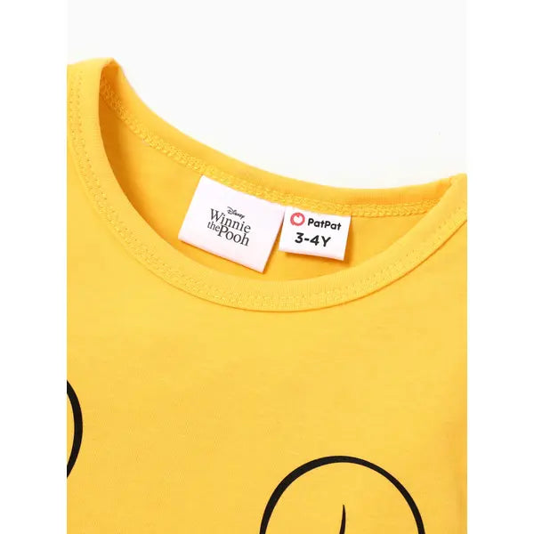 PATPAT Disney Winnie the Pooh Toddler Boys/Girls Cute Characters Emoji Long Sleeve T-Shirt Yellow