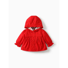 PATPAT Baby Girl Sweet Floral Hooded Jacket share icon Red