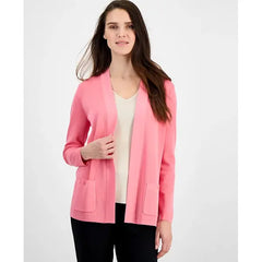 Anne Klein Womens Malibu Fine Rib Open Front Cardigan, Stylish Lightweight Layering Piece