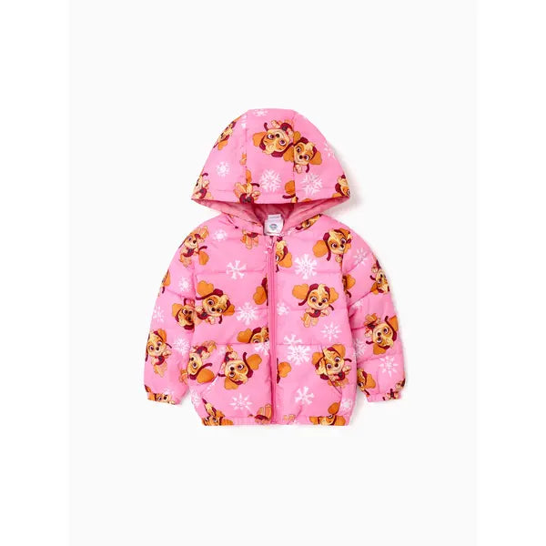 PATPAT PAW Patrol Toddler Girl/Boy Skye Chase Rubble Long-sleeve Hooded Quilted Puffer Jacket Pink