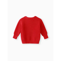 Baby Solid Long-sleeve Knitted Sweater Pullover Red