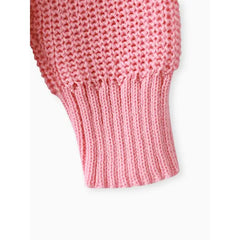 Baby Solid Long-sleeve Knitted Sweater Pullover Pink