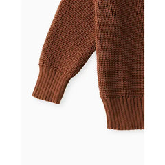 Baby Solid Long-sleeve Knitted Sweater Pullover Cofee