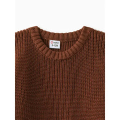 Baby Solid Long-sleeve Knitted Sweater Pullover Cofee