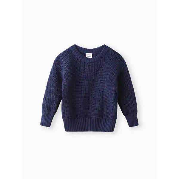 Baby Solid Long-sleeve Knitted Sweater Pullover Blue