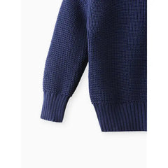 Baby Solid Long-sleeve Knitted Sweater Pullover Blue