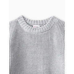 Baby Solid Long-sleeve Knitted Sweater Pullover Wermgrey