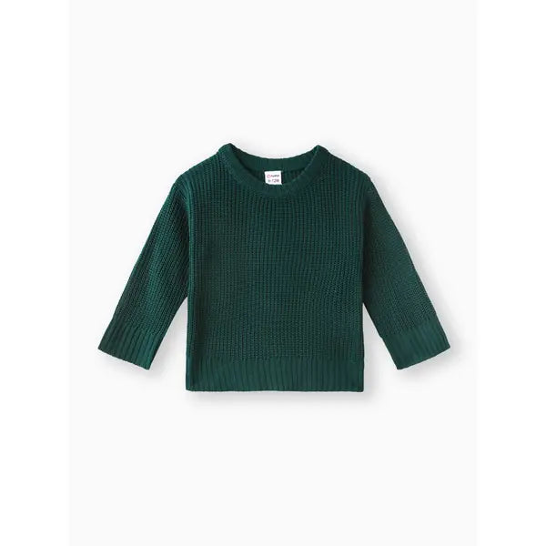Patpat Baby Solid Long-sleeve Knitted Sweater Pullover green