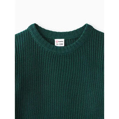 Patpat Baby Solid Long-sleeve Knitted Sweater Pullover green