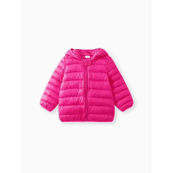 PATPAT Baby/Toddler Clothes 3D Ear Design Hooded Cotton-Padded Jacket hot pink