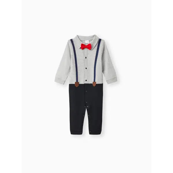 Patpat Little CoCo & Gentlemen - Baby Boy 95% Cotton Faux Layering Jumpsuit Gray