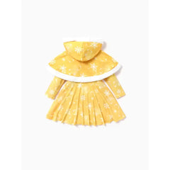 PATPAT Disney Princess Toddler Girl Naia™ Character Print Long-sleeve Dress and Hooded Allover Snowflake Print Cloak Set Yellow