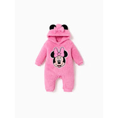 PATPAT Disney Mickey and Friends Furry Character Pattern 3D Ears Hooded Romper Pink