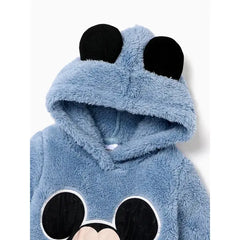 PATPAT Disney Mickey and Friends Furry Character Pattern 3D Ears Hooded Romper Blue