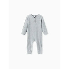 Baby Boy/Girl Cotton Ribbed Button Up Jumpsuit Gray