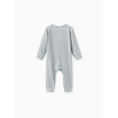 Baby Boy/Girl Cotton Ribbed Button Up Jumpsuit Gray